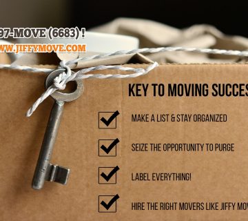 A set of brown moving boxes tied with white string and a checklist for moving success.